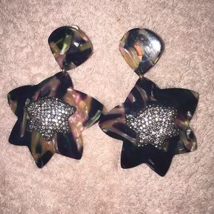 Lele Sadoughi Crystal and Acetate Clip-On Earrings